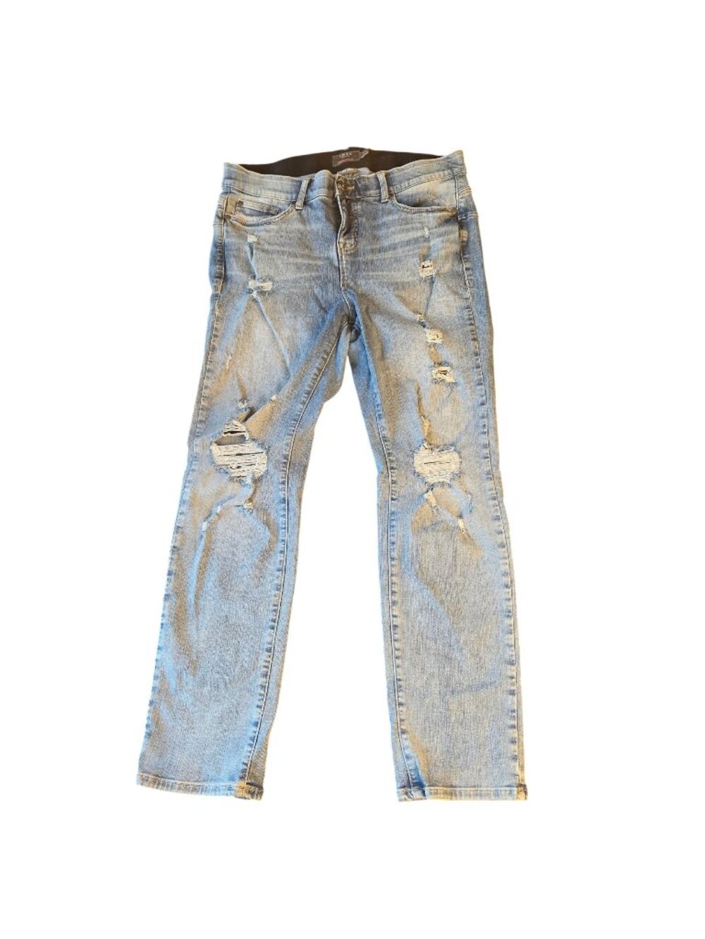 Torrid Boyfriend Straight Jeans 12 Light Wash Distressed Ripped Vintage Stretch
